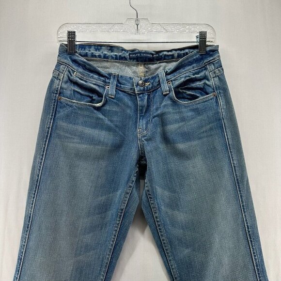 Ralph Lauren Jeans Women 28/34 Dungarees Low Rise Bootcut Light Washed Blue - Picture 3 of 11